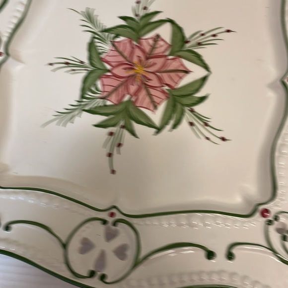 Hand Painted Poinsettia Christmas Platter - Picture 6 of 6